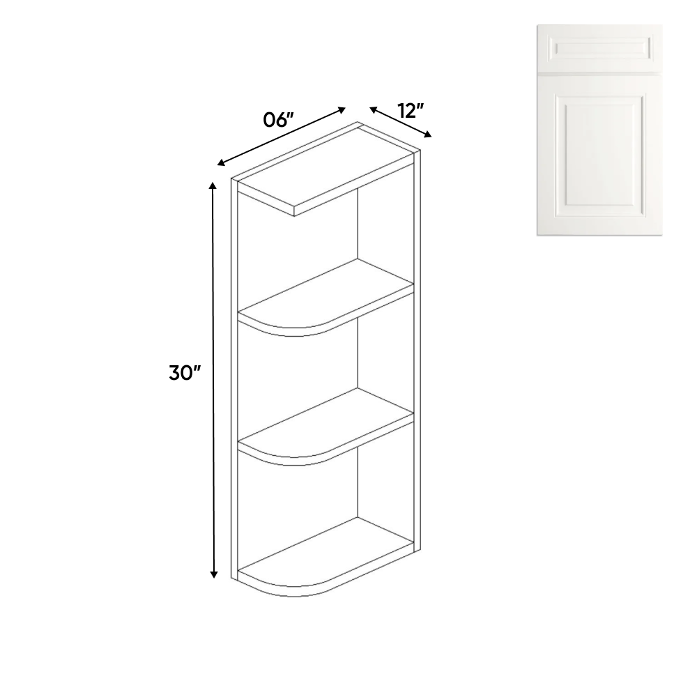 Atlas Blanco - Wall Open Shelf Cabinets - 6"W x 30"H x 12"D - Pre Assembled