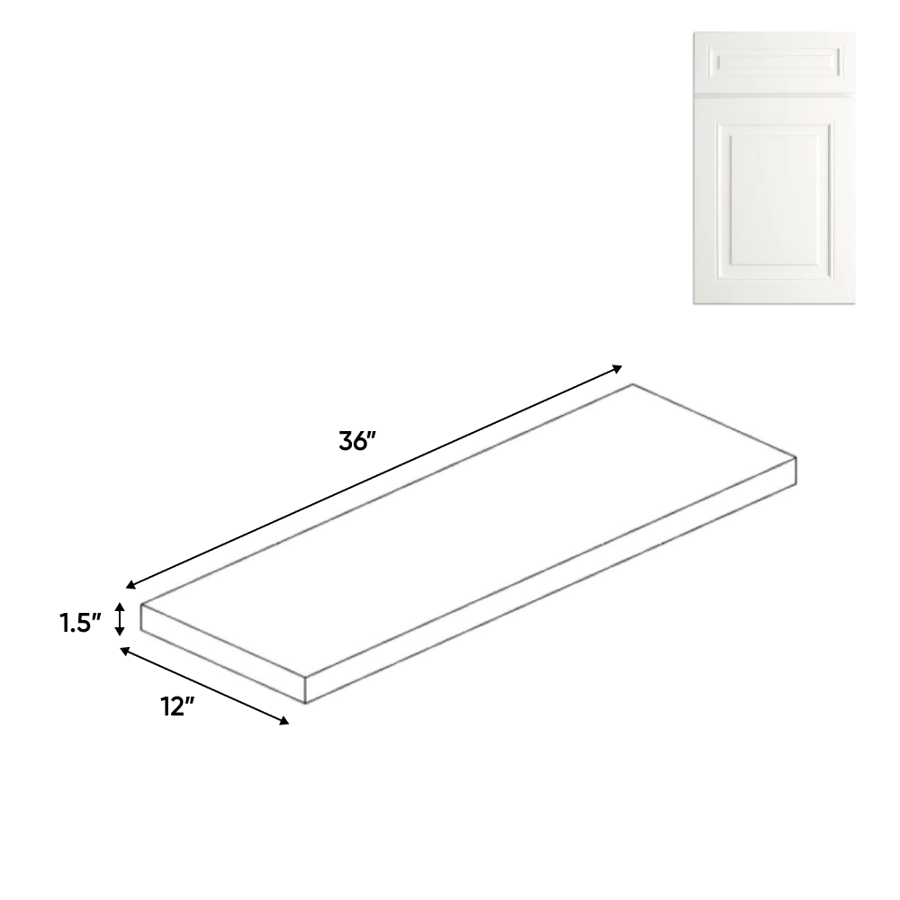 Atlas Blanco - Wall Shelf - 36"W x 1.5"H x 12"D - Pre Assembled