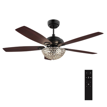 Huntley Black/Rosewood 5 Blade Smart Ceiling Fan with Works with Light & Remote Control