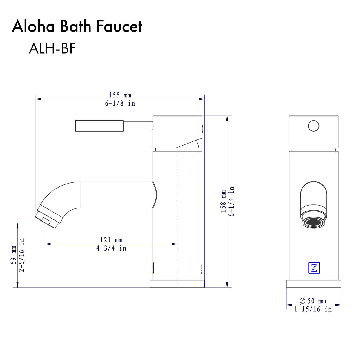 ZLINE Autograph Edition Aloha Bath Faucet in Matte Black (ALH-BF-MB)