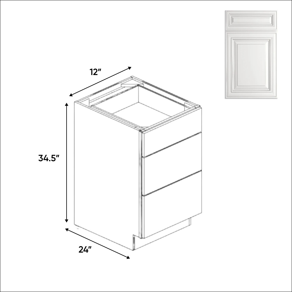 Kitchen Cabinets - Drawer Base - 12in W x 34.5in H x 24in D - AO - Pre Assembled