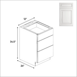 Kitchen Cabinets - Drawer Base - 12in W x 34.5in H x 24in D - AO - Pre Assembled