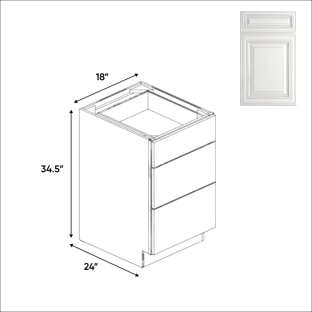 Kitchen Cabinets - Drawer Base - 18in W x 34.5in H x 24in D - AO - Pre Assembled