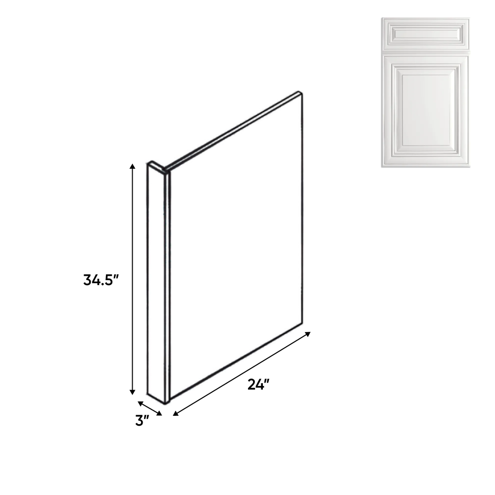 Arlington Oatmeal - Base End Panel - 3"W x 24"D x 34 1/2"H - Pre Assembled