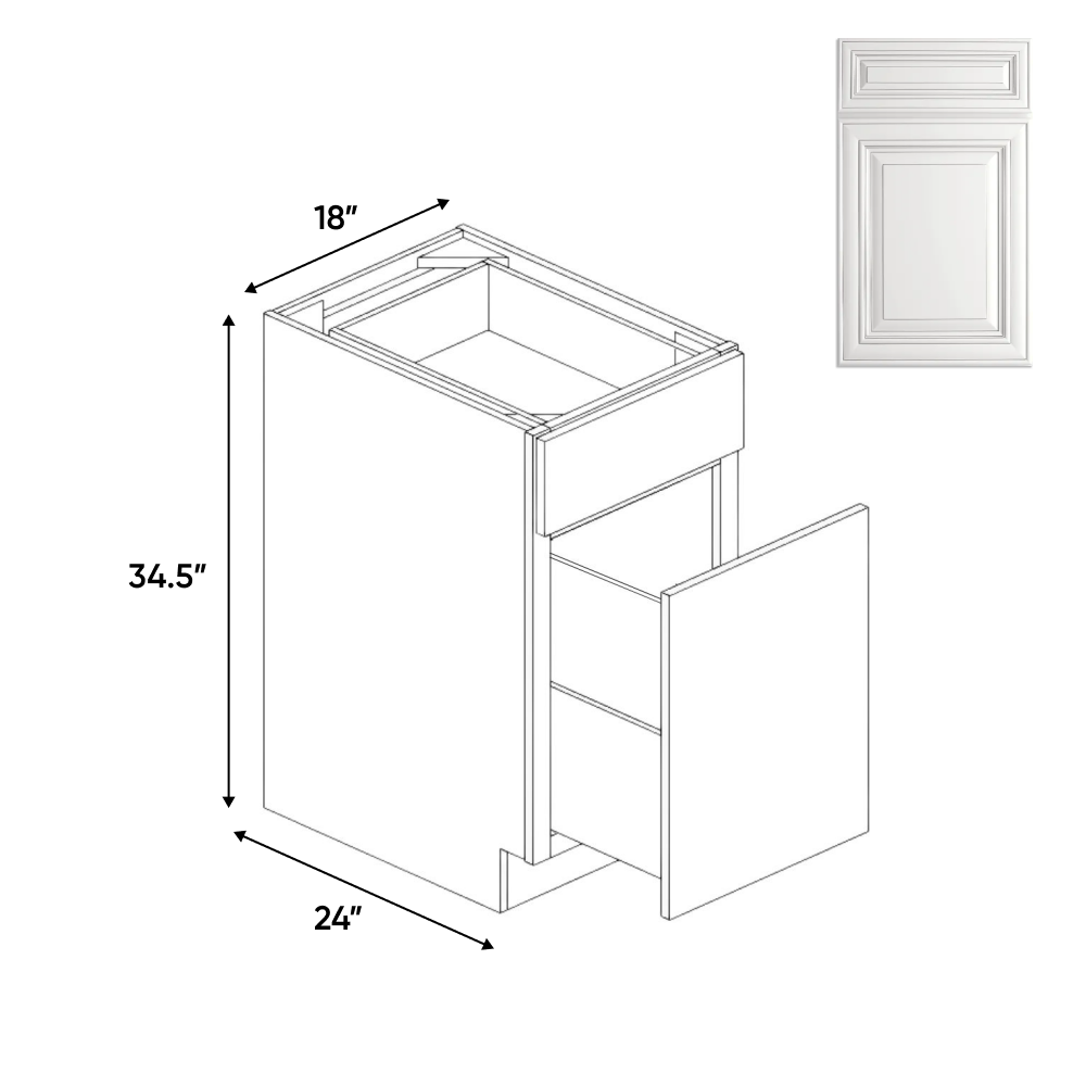 Waste Basket - Base Cabinets - 18 in W x 34.5 in H x 24 in D - AO - Pre Assembled