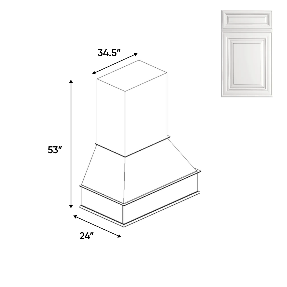 Arlington Oatmeal - Chimney Hood - 34.5"W x 53"H x 24"D - Pre Assembled