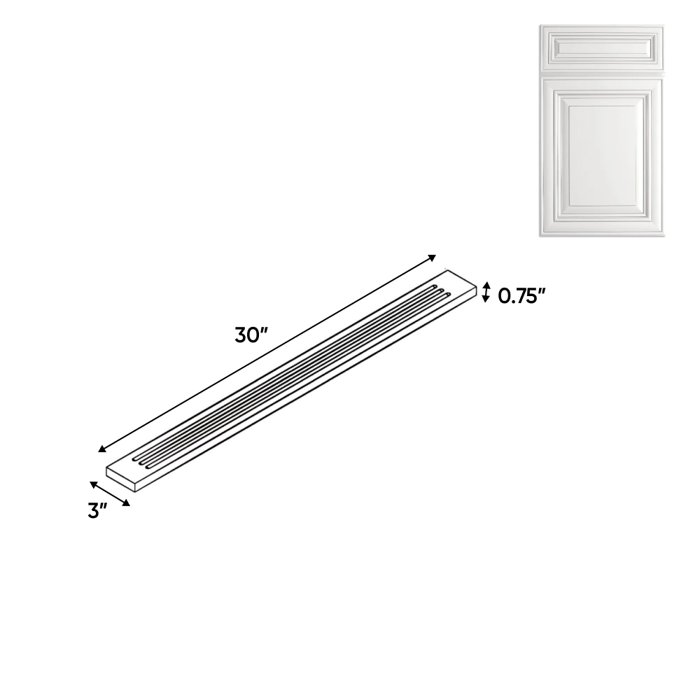 Cabinet - Flutted Wall Fillers - 30in H x 3in W - AO - Pre Assembled