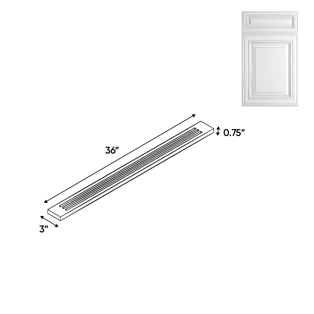 Cabinet - Flutted Wall Fillers - 36in H x 3in W - AO - Pre Assembled