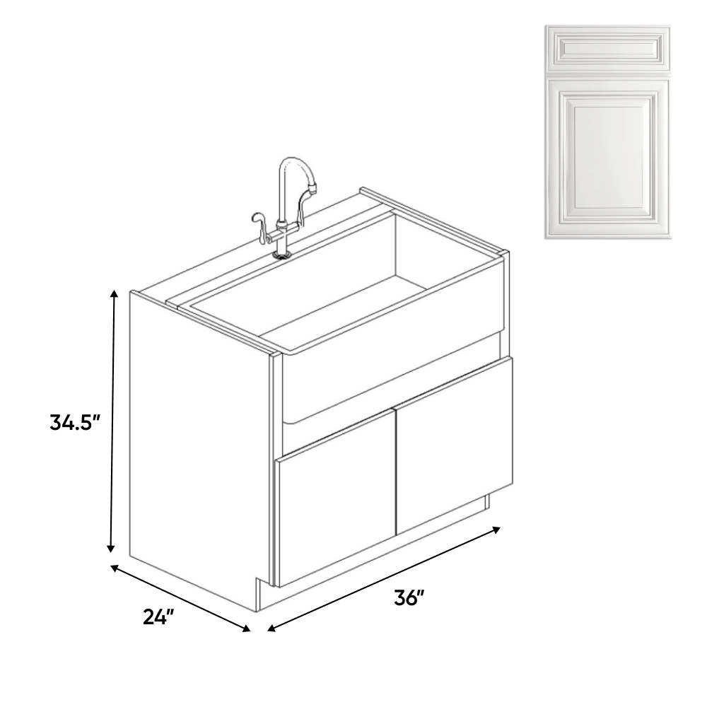 RTA - Farm Sink Base Cabinets - 36in W x 34.5in H x 24in D - AO