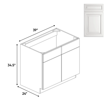 RTA Kitchen - Sink Base Cabinets - 39in W x 34.5in H x 24in D - AO