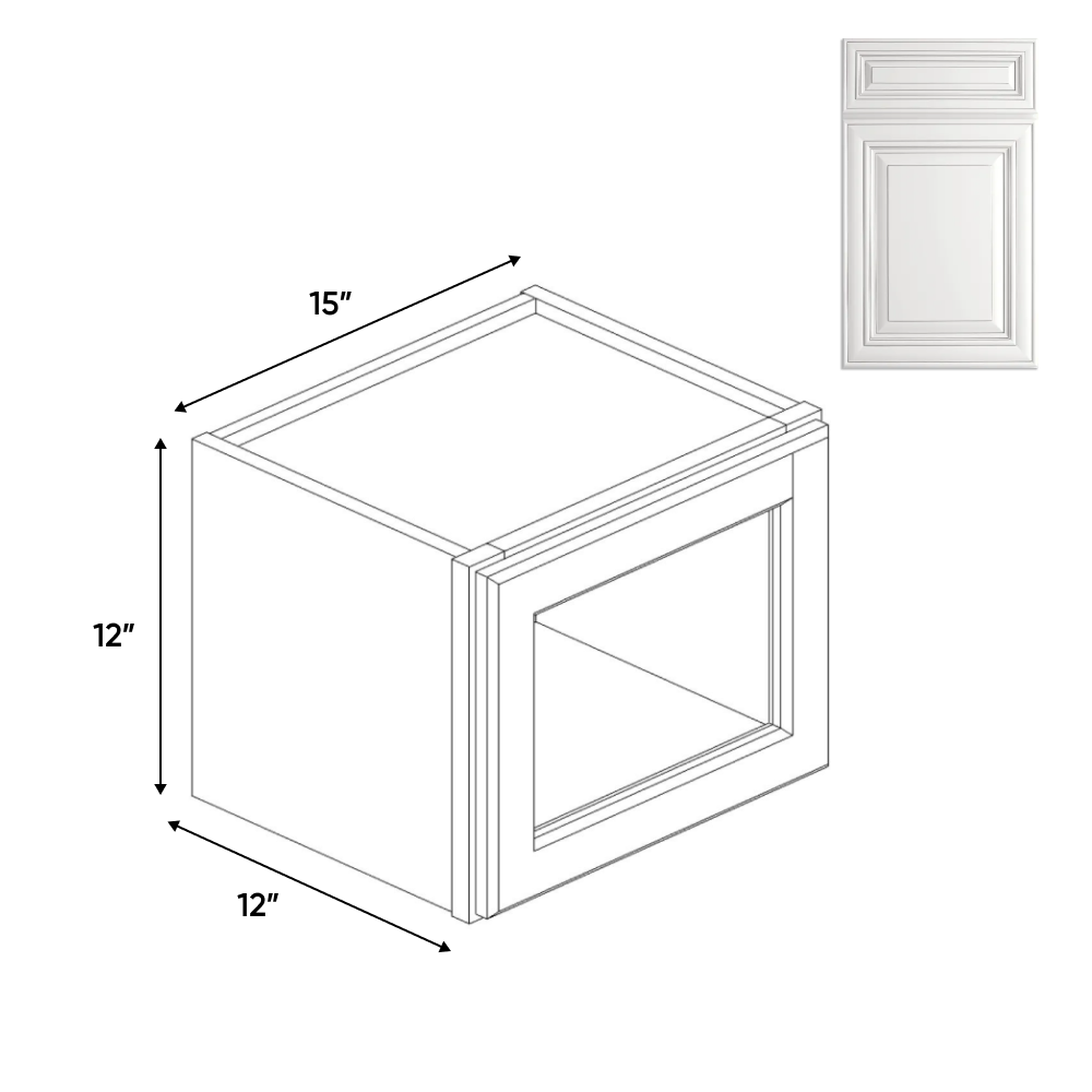 Single Glass Door Wall Cabinets - 12 in H x 15 in W x 24 in D - AO - Pre Assembled