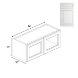 RTA - Double Glass Door Wall Cabinets - 12 in H x 24 in W x 24 in D - AO