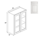 RTA - Double Glass Door Wall Cabinets - 30 in H x 24 in W x 12 in D - AO