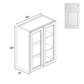 RTA - Double Glass Door Wall Cabinets - 30 in H x 24 in W x 24 in D - AO