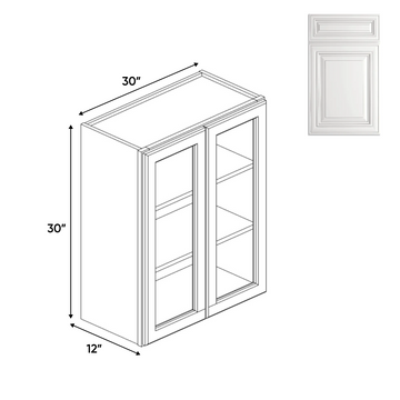 RTA - Double Glass Door Wall Cabinets - 30 in H x 30 in W x 24 in D - AO