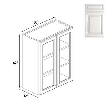 RTA - Double Glass Door Wall Cabinets - 42 in H x 30 in W x 24 in D - AO