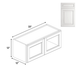 RTA - Double Glass Door Wall Cabinets - 12"H x 33"W x 12"D - AO