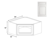 RTA Kitchen - Diagonal Corner Glass Door Wall Cabinets - 12"H x 24"W x 12"D - AO