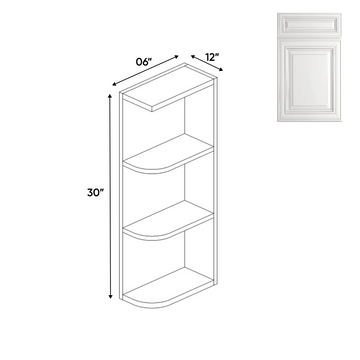 Wall Open Shelf Cabinets - 30 in H x 6 in W x 24 in D - AO - Pre Assembled