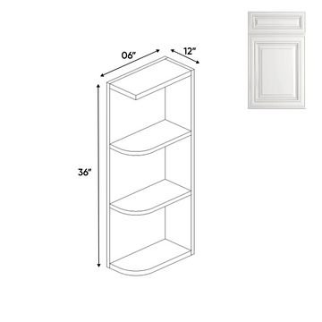 Wall Open Shelf Cabinets - 36 in H x 6 in W x 24 in D - AO - Pre Assembled