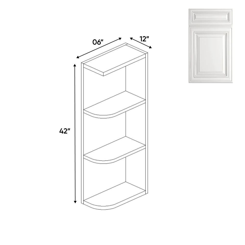 Wall Open Shelf Cabinets - 42 in H x 6 in W x 24 in D - AO - Pre Assembled