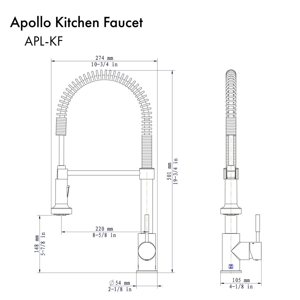 ZLINE Apollo Kitchen Faucet in Matte Black (APL-KF-MB)