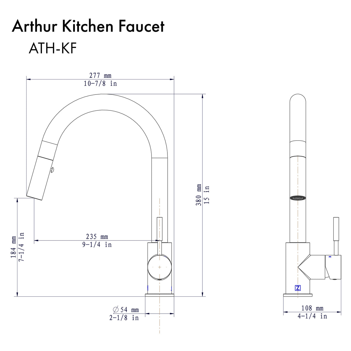 ZLINE Arthur Kitchen Faucet in Matte Black (ATH-KF-MB)