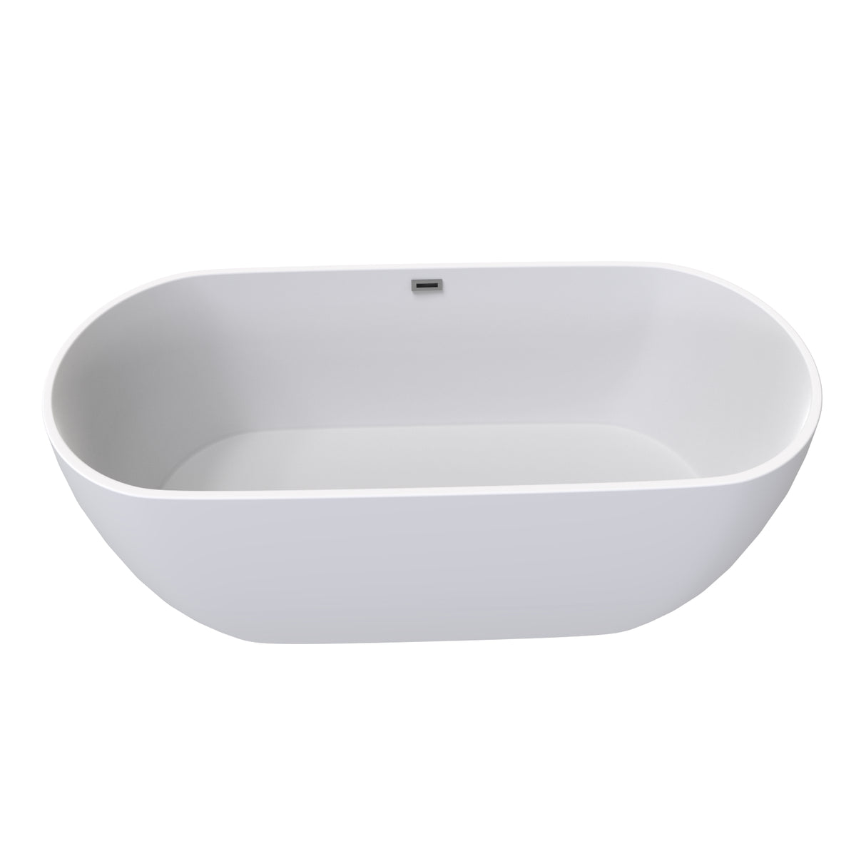 Flora 59 in. Classic Series Acrylic Freestanding Soaking Bathtub in Glossy White with Chrome-Plated Drain Cover & Pop Up-Overflow Hole