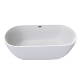 Flora 59 in. Classic Series Acrylic Freestanding Soaking Bathtub in Glossy White with Chrome-Plated Drain Cover & Pop Up-Overflow Hole