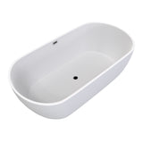 Flora 59 in. Classic Series Acrylic Freestanding Soaking Bathtub in Glossy White with Chrome-Plated Drain Cover & Pop Up-Overflow Hole