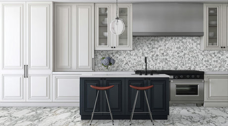 24 x 48 in Majesto Arabescato Corchia Polished Rectified Colorsync Porcelain Tile installed