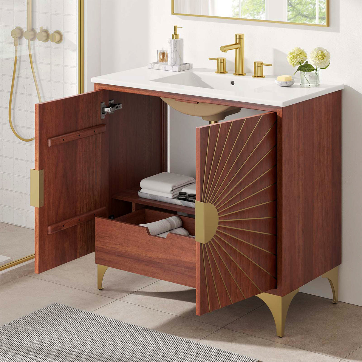 Daylight Freestanding Single Sink Bathroom Vanity with Ceramic Sink Top