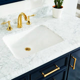 Manhattan Freestanding Solid Wood Bathroom Vanity with Natural Carrara White Marble Sink Top with 4 In. Backsplash