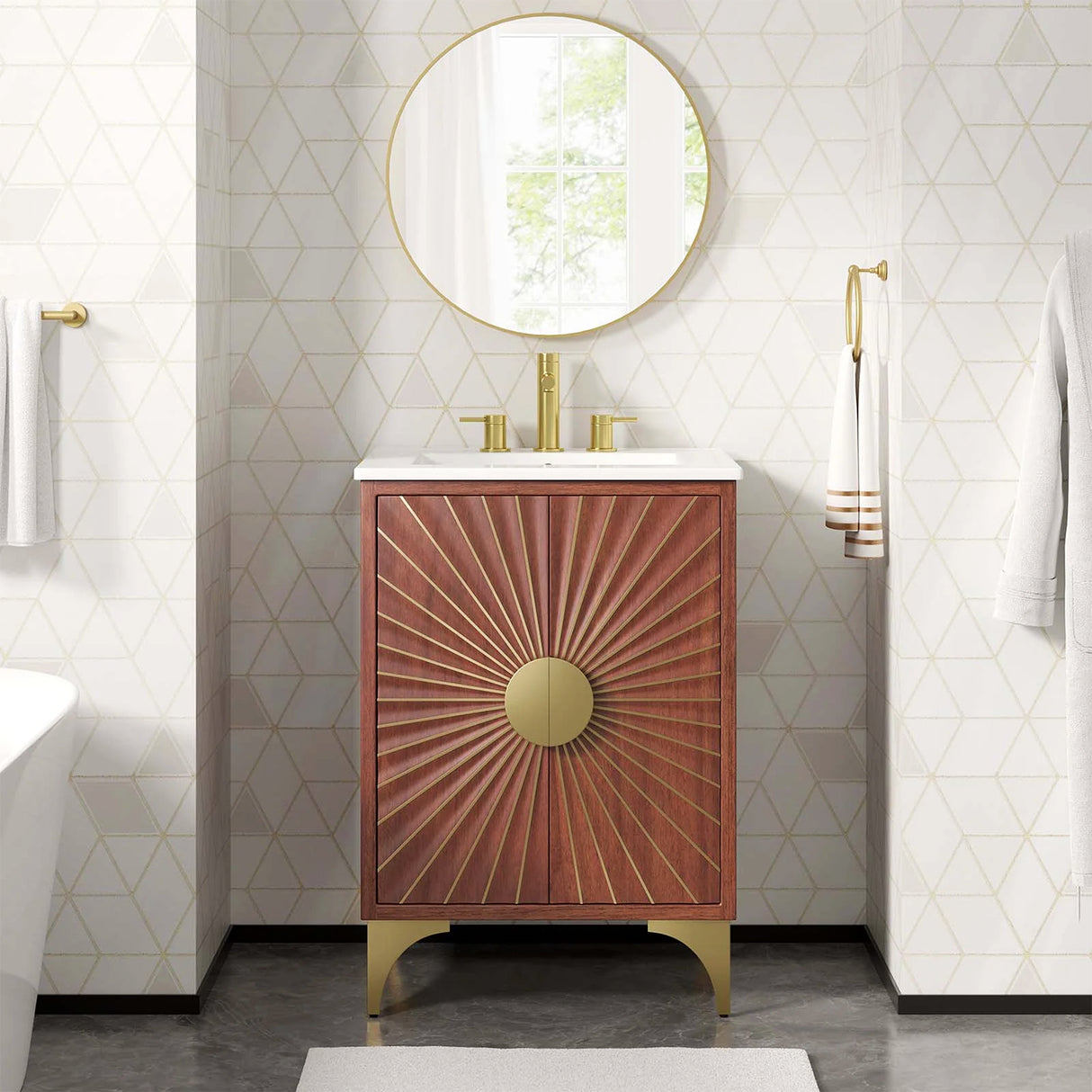 Daylight Freestanding Single Sink Bathroom Vanity with Ceramic Sink Top