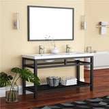 Ortiz Luxury Stainless Steel Freestanding Bathroom Vanity With Acrylic Console Sink, Open Shelf Storage