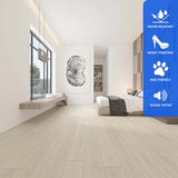 SPC Luxury Vinyl Flooring, Click Lock Floating, Ashen Land, 9" x 72" x 6.5mm, 20 mil Wear Layer - Indoor Delight Collection (22.65SQ FT/ CTN)