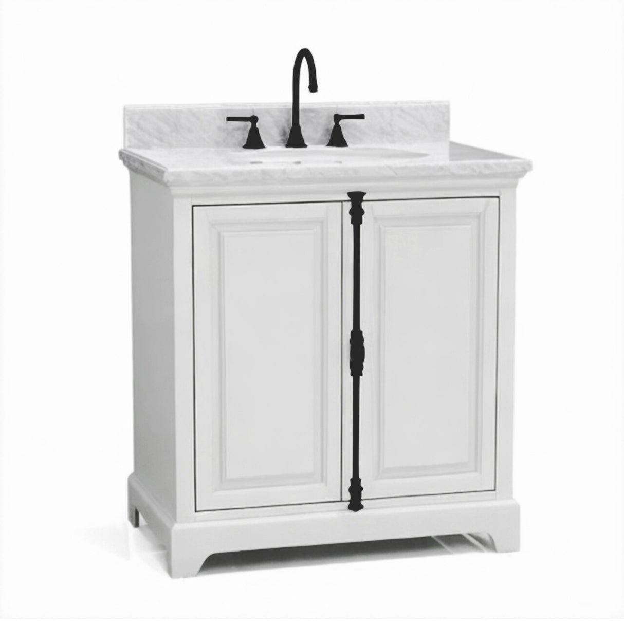 Icon Premium Freestanding Solid Wood White Bathroom Vanity with 1 In. Thick Premium Carrara Natural Marble Sink Top with 4 In. Backsplash