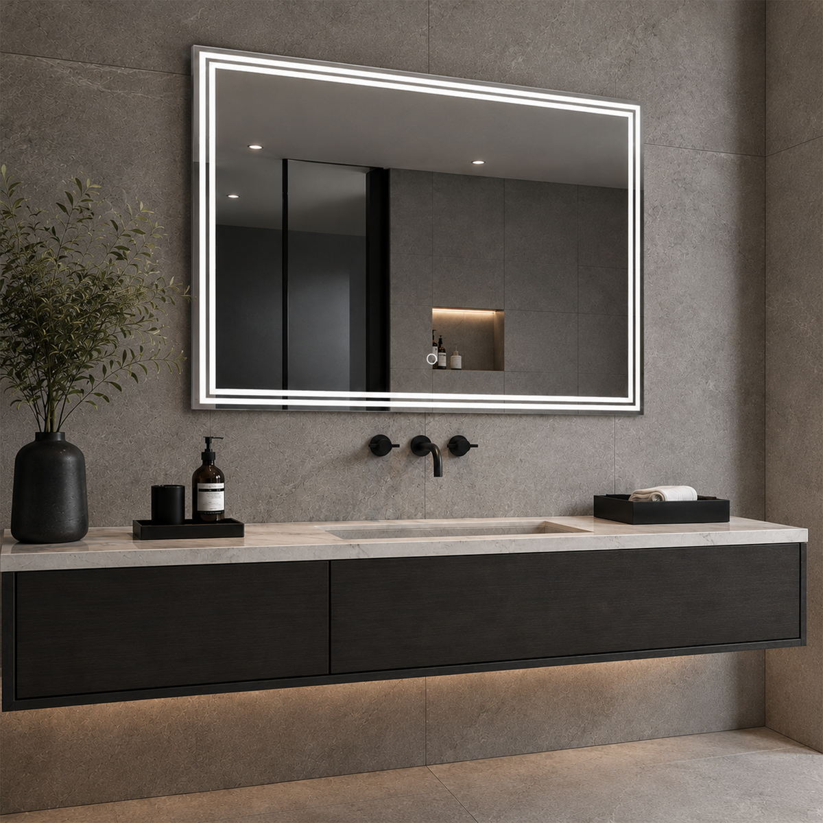 Luna 47'' Polished Edge Back-lit LED Mirror for Bathroom Vanity