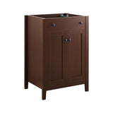 Nury 24 Inch Walnut Freestanding Bathroom Vanity Cabinet With Soft Closing Doors ( Sink Basin Not Included)