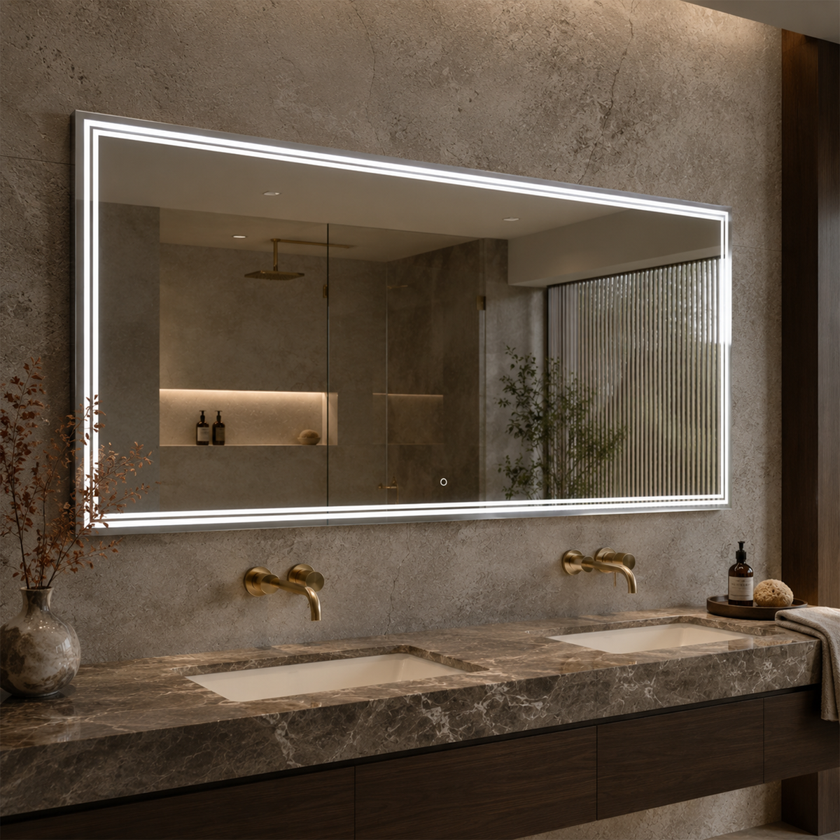 Luna 68'' Polished Edge Back-lit LED Mirror for Bathroom Vanity