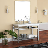 Ortiz Luxury Stainless Steel Freestanding Bathroom Vanity With Acrylic Console Sink, Open Shelf Storage