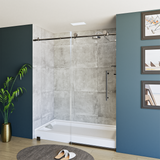 60" x 76" Frameless Shower Door - Acrylic Shower Pan with Drain - Shower Kit with 5pc Shower Wall System