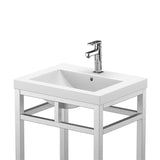 Ortiz Luxury Stainless Steel Freestanding Bathroom Vanity With Acrylic Console Sink, Open Shelf Storage