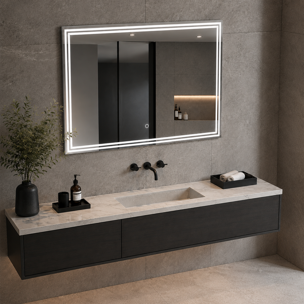Luna 47'' Polished Edge Back-lit LED Mirror for Bathroom Vanity