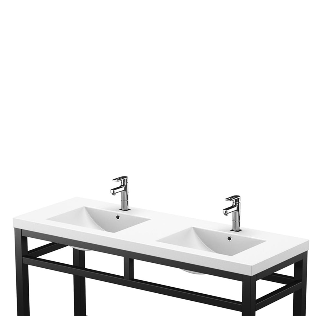 Ortiz Luxury Stainless Steel Freestanding Bathroom Vanity With Acrylic Console Sink, Open Shelf Storage