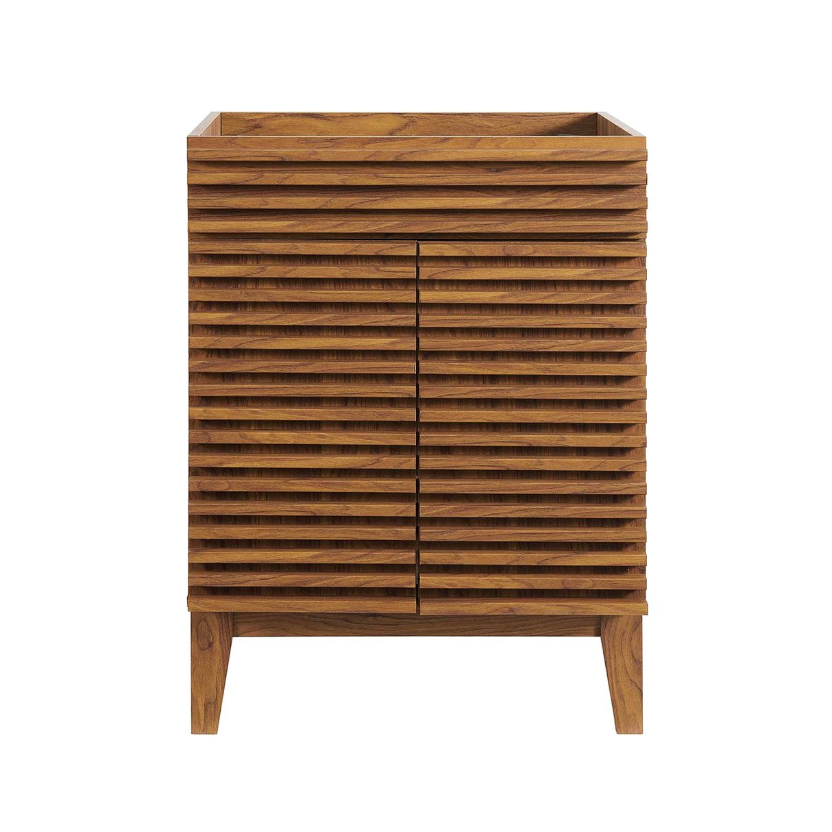 Rosie Mid Century 24 Inch Walnut Bathroom Vanity Cabinet With Soft 2 Doors (Sink Basin Not Included)