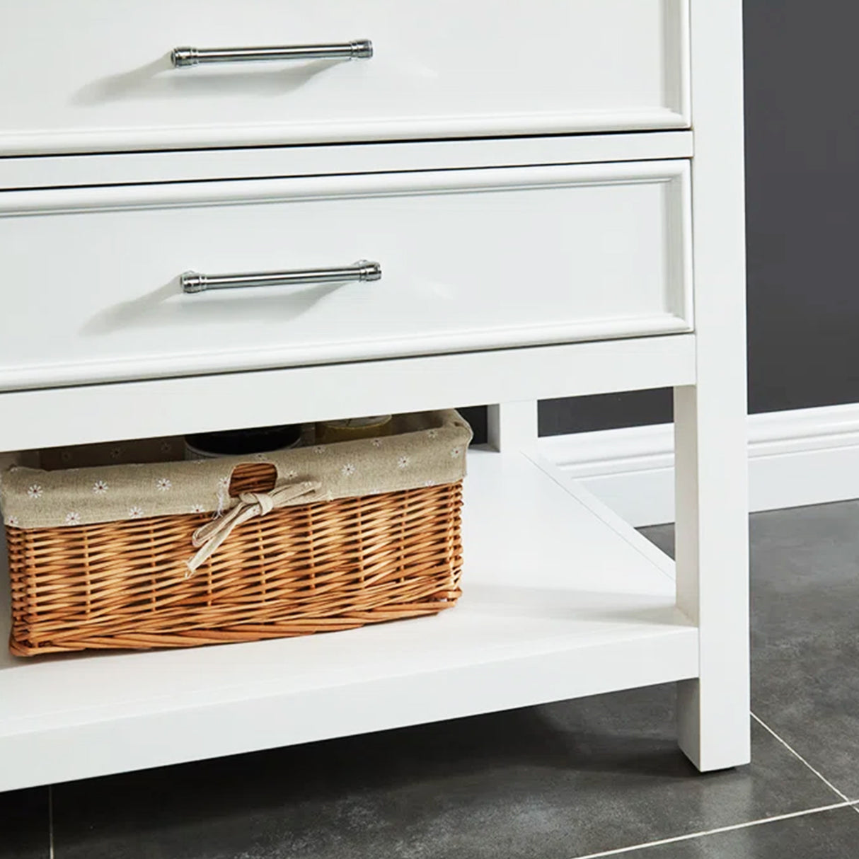 Manhattan Freestanding Solid Wood Bathroom Vanity with Natural Carrara White Marble Sink Top with 4 In. Backsplash