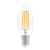 4W Filament LED Bulb, 2700K, 360LM, 120V/60Hz, 4short filament, E12 Base, Dimmable, Clear Glass, LED Candelabra Light Bulbs