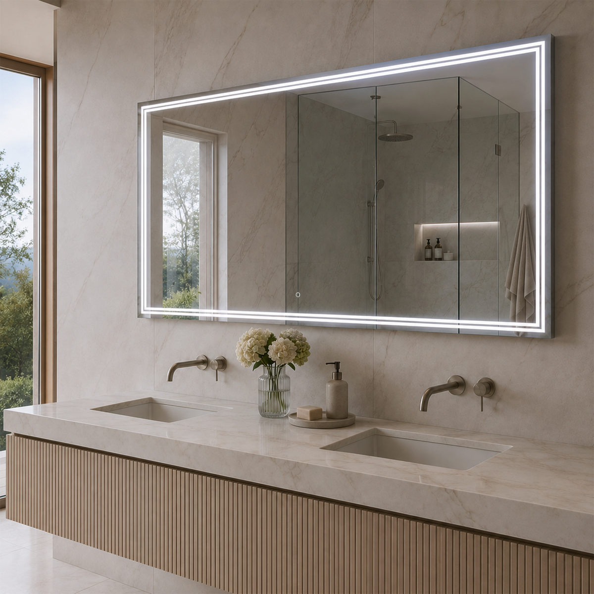 Luna 68'' Polished Edge Back-lit LED Mirror for Bathroom Vanity