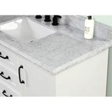 Rhoda Freestanding White Solid Wood Bathroom Vanity with Natural Carrara White Marble Sink Top with 4 In. Backsplash